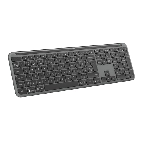 Imagem do produto Teclado sem fio Logitech Signature Slim K950 Com Easy-Switch para até 3 dispositivos, Digitação Silenciosa, Conexão Bluetooth ou Receptor USB Logi Bolt Incluso e Layout US INTL - Grafite
