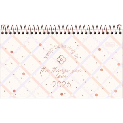 Imagem do produto Tilibra - Agenda Espiral Semanal de Bolso 16,7 x 8,9 cm Soho 2026 - Fundo Bege com Xadrez