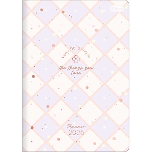 Imagem do produto Tilibra - Planner Grampeado 17,8 x 25,4 cm Soho 90 G 2026 - Fundo Xadrez Lilás