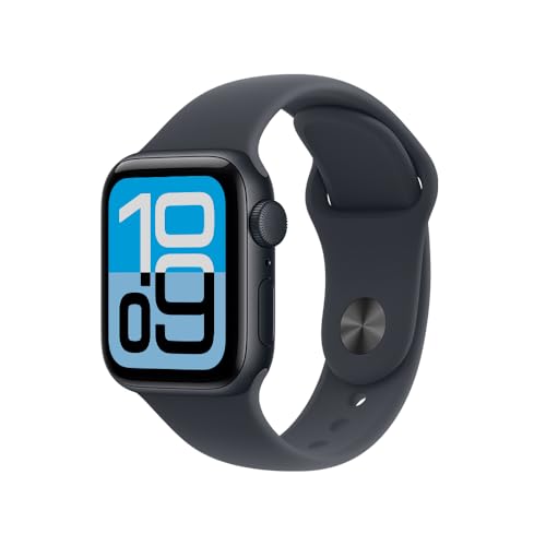 Imagem do produto Apple Watch SE 3 GPS, Caixa em alumínio meia‑noite de 40 mm com Bracelete desportiva meia‑noite - P/M