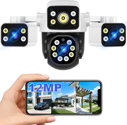 Imagem do produto Câmera IP Sem Fio de Segurança Externa HD 3MP, Câmera de Visão Noturna Infravermelha WiFi, tripla Lente Grande Angular, IP68 à Prova D'água e à Prova de Poeira