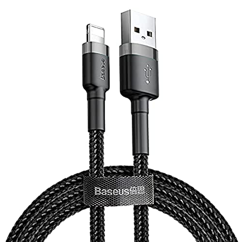 Imagem do produto Cabo de carregamento e cabo de transferência de dados da série Baseus Cafule, USB-A e Lightning 1.5 A, 2 Meter, cinza - preto