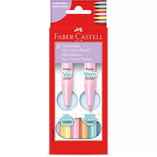 Imagem do produto Canetinha Vai e Vem Pastel 6 Cores, Faber-Castell, 15.0906VVZF, Multicor