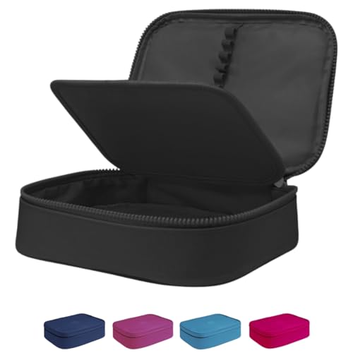 Imagem do produto Estojo Escolar Box Grande Infantil Organizador Para Lapis Feminino Masculino Nylon Com Divisoria Necessarie Ziper Resistente Marca Calmfy - Preto