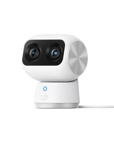 eufy Câmera S350, Camera de Segurança Wi-Fi, 4K Inteligente com Câmera Dupla, Visão 360°, Zoom 8×, Visão Noturna, Babá Eletrônica, Rastreamento por IA, Compatível com Alexa e HomeBase 3