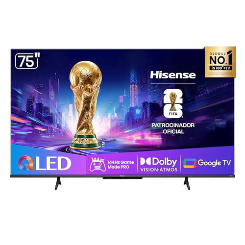 Imagem do produto Hisense Smart TV UHD 4K QLED 75' Polegadas 75Q7QG Google TV Modo Jogo Pro 144 Hz, AMD FreeSync Premium, Dolby Vision Atmos e Compatível com Alexa