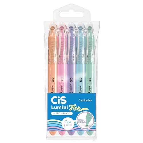Imagem do produto Marca Texto Lumini Flex Pastel - CIS, Estojo com 5 cores pastel