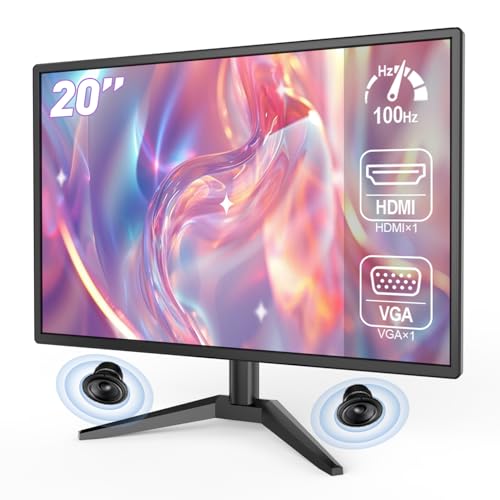 Imagem do produto Monitor 20 Polegadas, HD v, Taxa de Atualização 75Hz, Alto-falantes Integrados, Tempo de Resposta 5ms, Conexões HDMI/VGA, Preto
