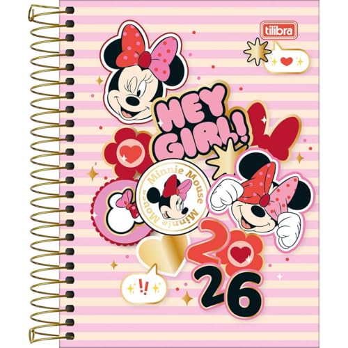 Imagem do produto Tilibra - Agenda Espiral Diária 11,7 x 16,4 cm Minnie 2026 - Minnie Listras